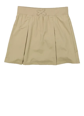 French Toast Girls 16-20 Bow Kick Pleated Skort, Khaki,