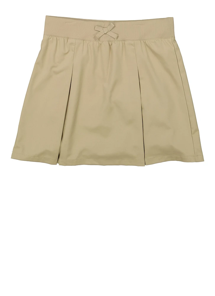 French Toast Girls 16-20 Bow Kick Pleated Skort, Khaki, Size 16