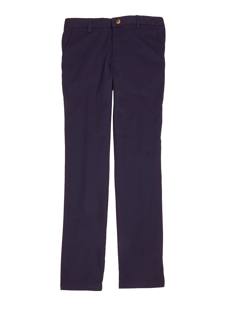 French Toast Girls 16-20 Adjustable Waist Straight Leg Pants, Blue, Size 18