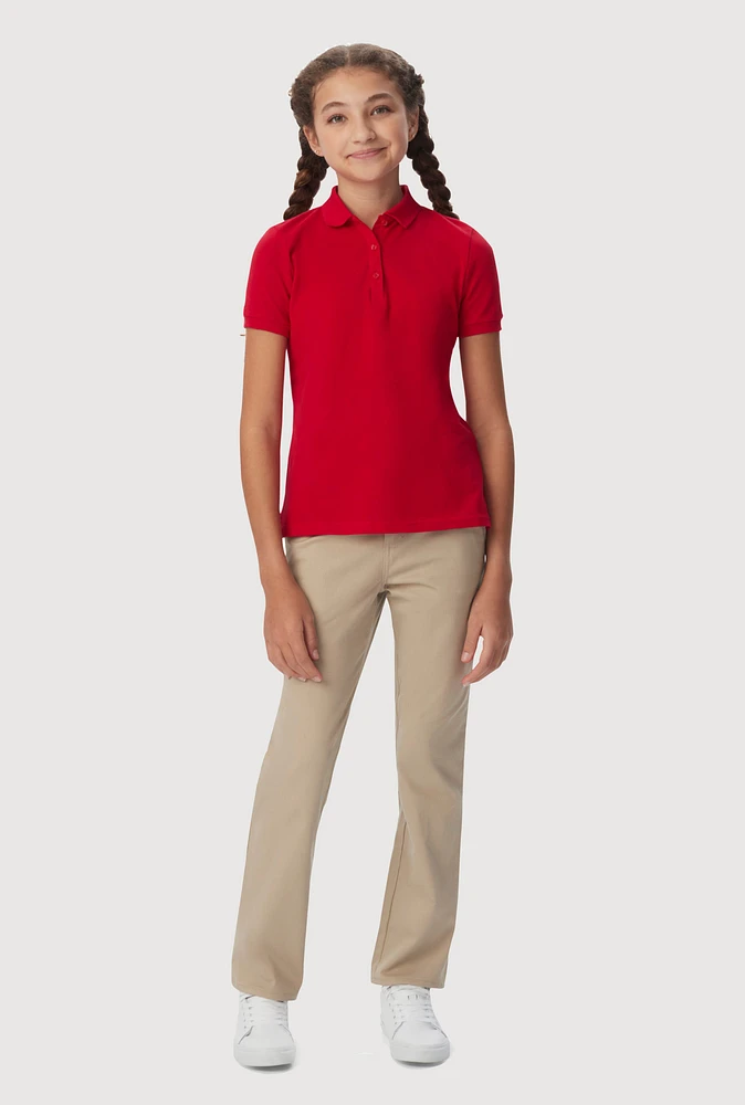 French Toast Junior Stretch Pique Polo, Red, Size L