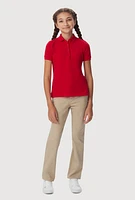 French Toast Junior Stretch Pique Polo, Red, Size L