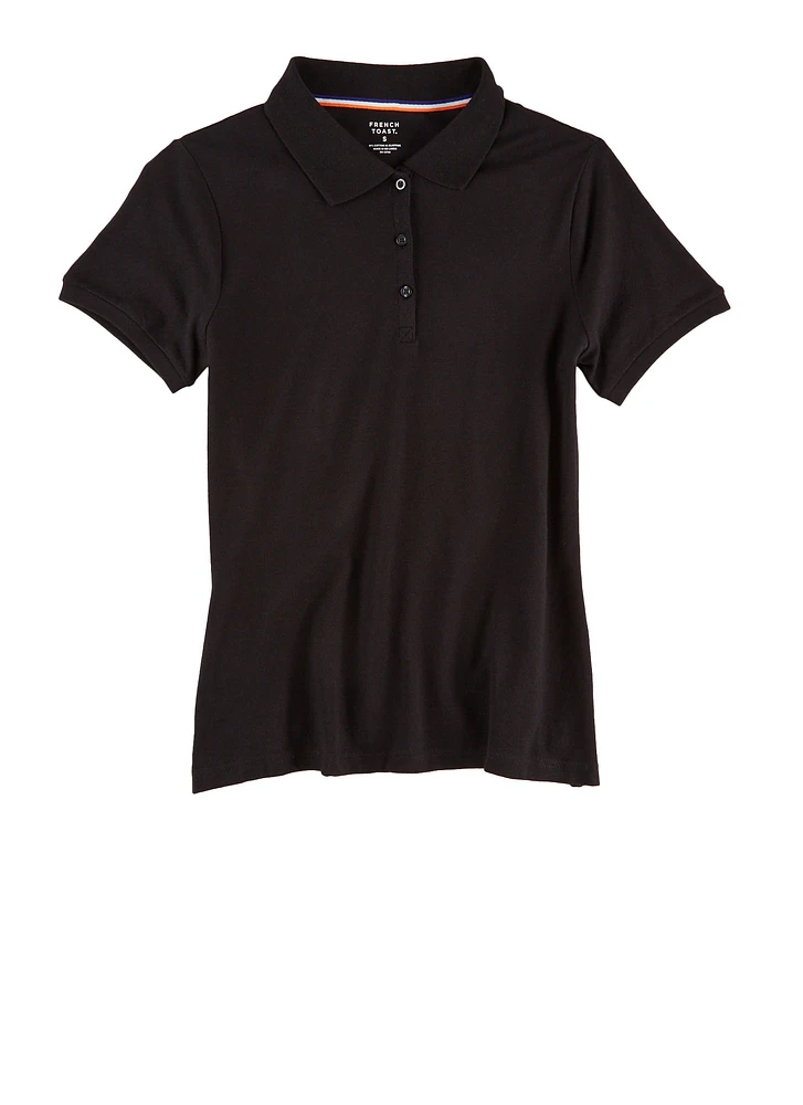 French Toast Junior Short Sleeve Polo Shirt, Black, Size M