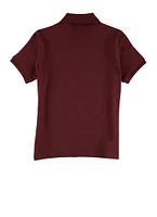 French Toast Girls Plus Size 10.5-20.5 Picot Collar Polo Shirt, Burgundy, Size 10-12P