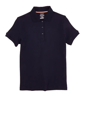 French Toast Girls Plus Size 10-20 Picot Polo Shirt, Blue, Size 10-12P