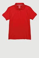 French Toast Girls Plus 10.5-20.5 Picot Collar Polo, Red,