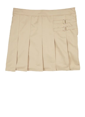 French Toast Girls Plus Size 10.5-20.5 Buckle Detail Pleated Skort, Khaki, Size 10.5