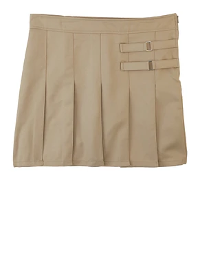 French Toast Girls Plus Size 10.5-20.5 Buckle Detail Scooter Skirt, Khaki, Size 18.5