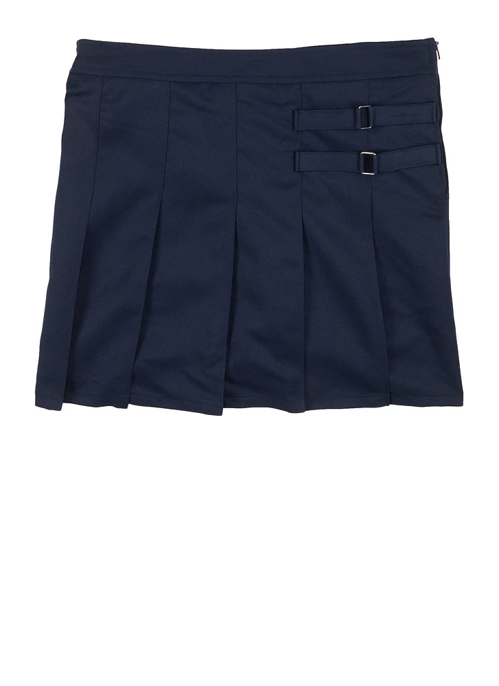French Toast Girls Plus Size 10.5-20.5 Buckle Pleated Skort, Blue, Size 16.5
