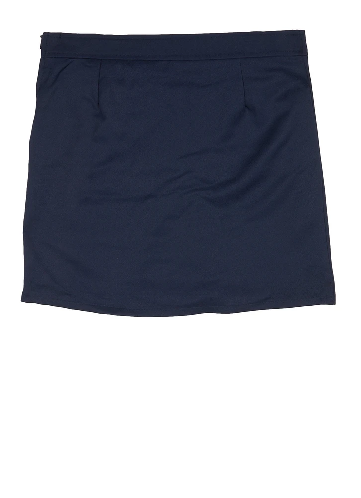 French Toast Girls Plus 10.5-20.5 Buckle Pleated Skort, Blue,