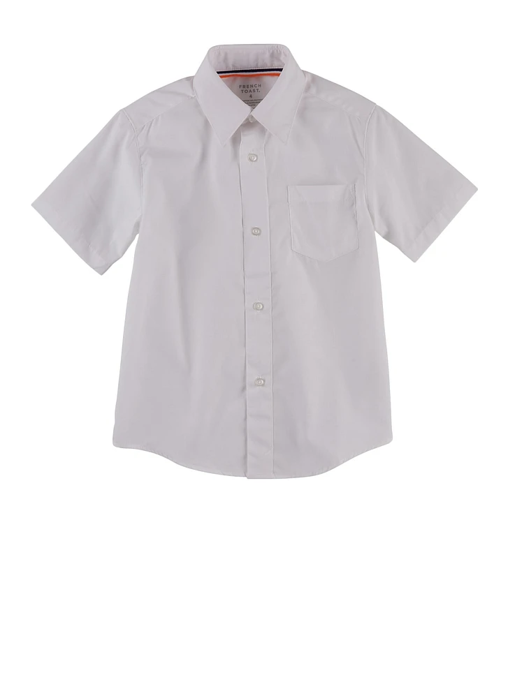 French Toast Boys 4-7 Short Sleeve Oxford Shirt, White, Size 6