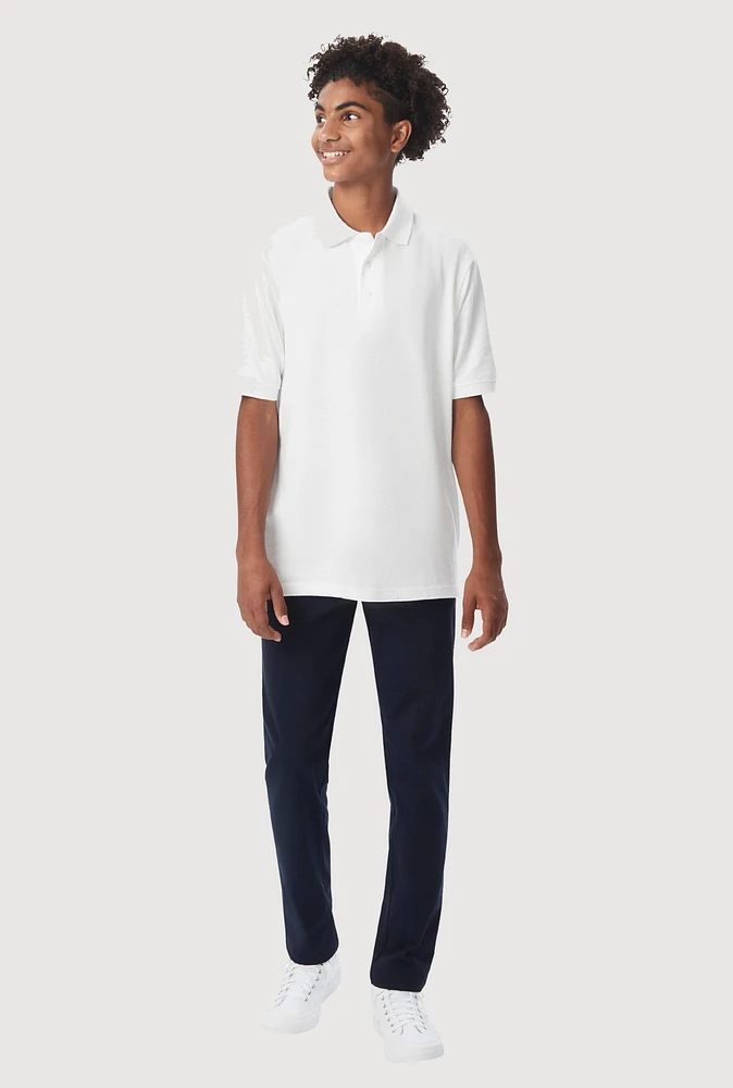 French Toast Boys 4-7 Short Sleeve Polo, White,