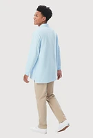 French Toast Boys 4-7 Long Sleeve Pique Polo, Blue, Size S