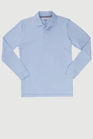 French Toast Boys 4-7 Long Sleeve Pique Polo, Blue, Size S