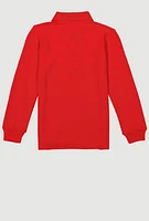 French Toast Boys 4-7 Solid Long Sleeve Polo Top, Red, Size 6-7