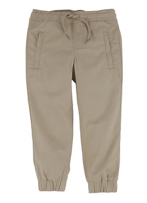 French Toast Boys 4-7 Twill Solid Drawstring Joggers, Khaki, Size 7