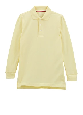 French Toast Boys 8-14 Long Sleeve Pique Polo, Yellow, Size 10-12