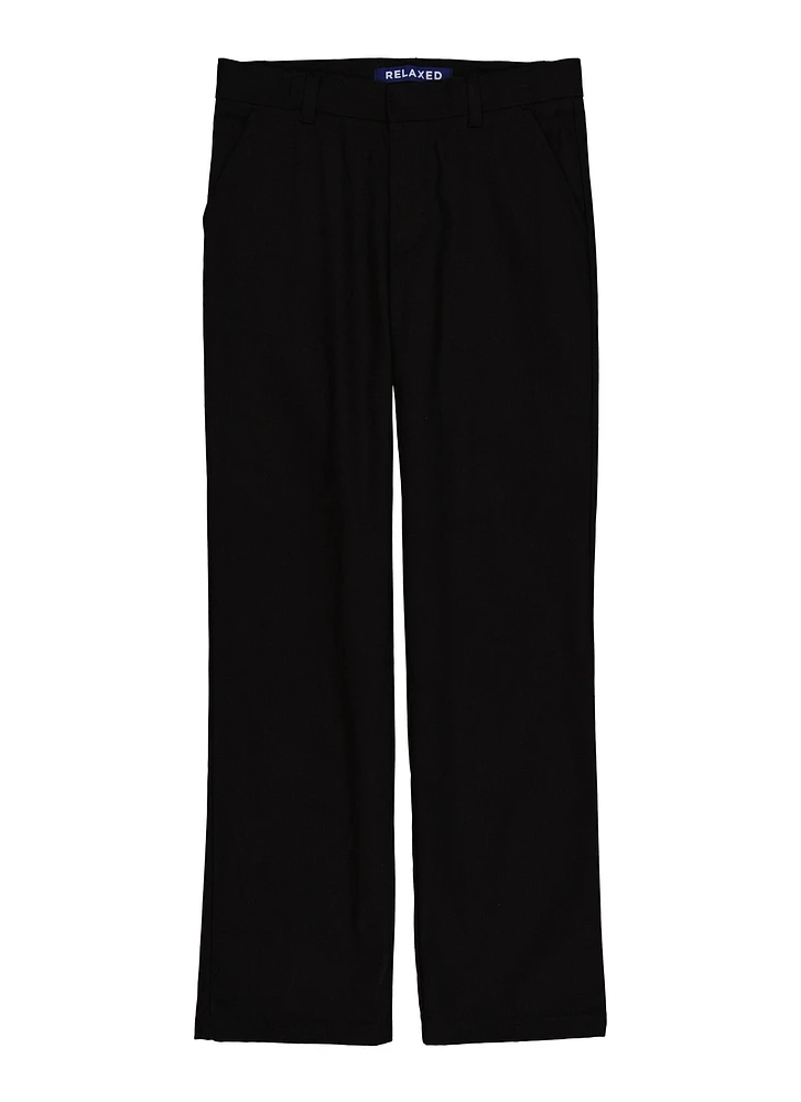 French Toast Boys 8-14 Solid Relaxed Fit Chinos, Black, Size 14