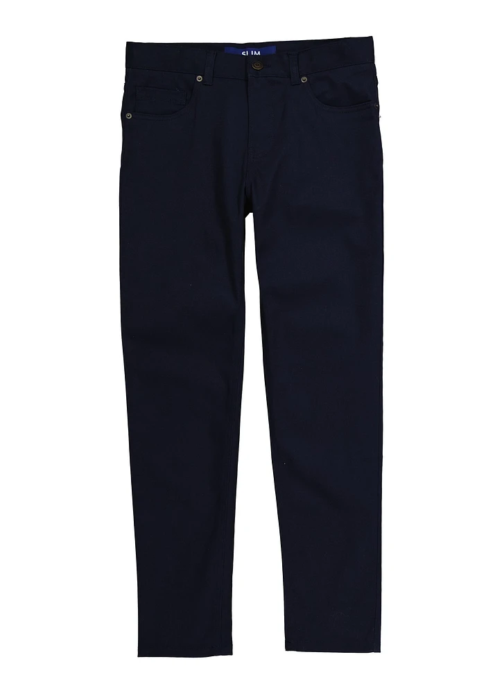 French Toast Boys 8-14 Twill Slim Leg Pants, Blue, Size 12