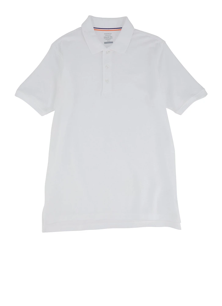 French Toast Boys 18-20 Short Sleeve Pique Polo Shirt, White, Size 18-20