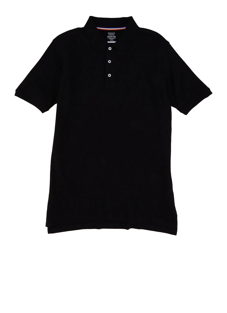 French Toast Boys 18-20 Short Sleeve Polo Shirt, Black, Size 18-20