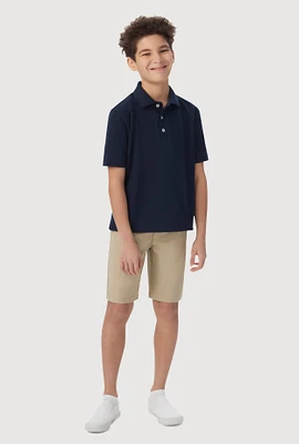 French Toast Boys 18-20 Short Sleeve Solid Polo Shirt, Blue, Size 18-20