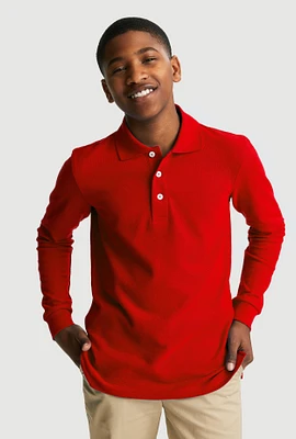 French Toast Boys School Uniform Long Sleeve Shirt 16-20, Red,
