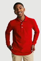 French Toast Boys School Uniform Long Sleeve Shirt Size 16-20, Red, Size 20