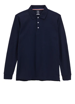French Toast Boys 18-20 Husky Long Sleeve Polo Shirt, Blue, Size 18-20