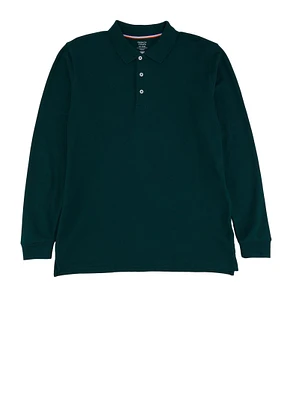 French Toast Boys 18-20 Long Sleeve Pique Polo, Green, Size 18-20