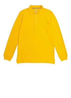 French Toast Boys 16-20 Pique Long Sleeve Polo, Yellow, Size 18-20