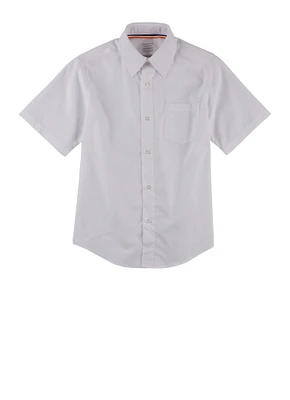 French Toast Boys 10-20 Husky Short Sleeve Shirt, White, Size 14H
