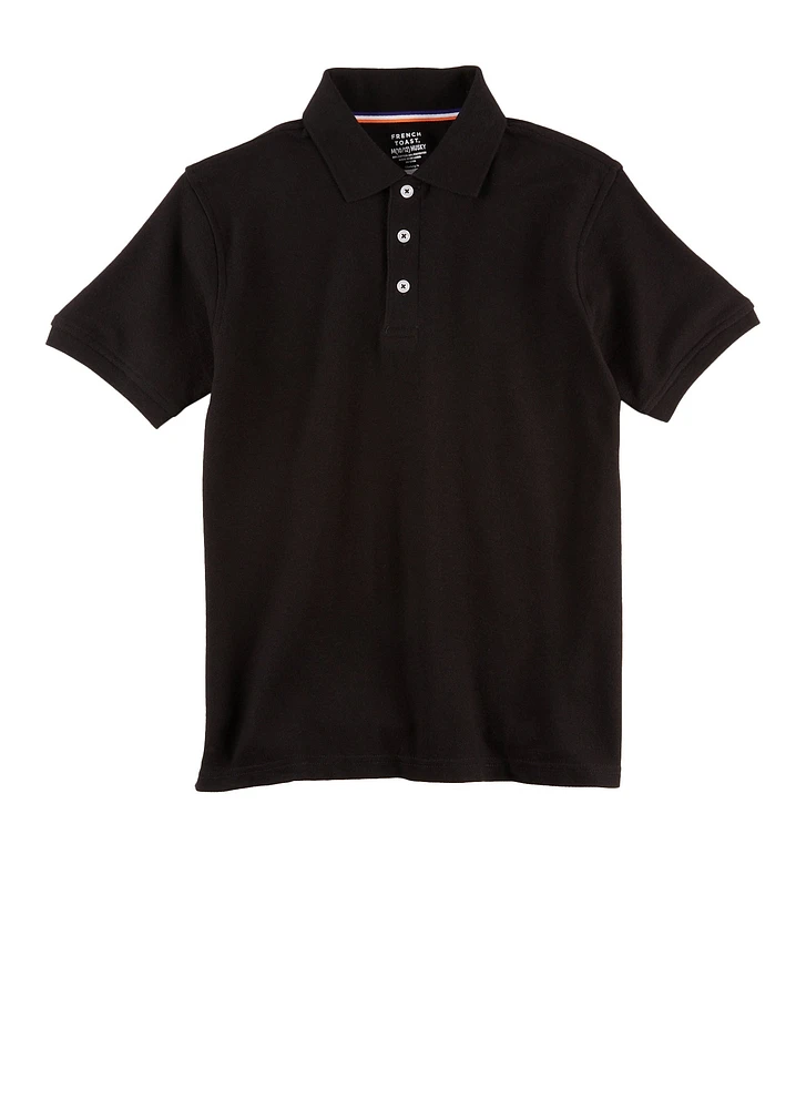 French Toast Boys 10-20 Husky Pique Polo Shirt, Black, Size 18-20H