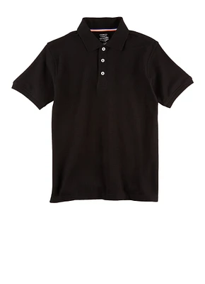 French Toast Boys 10-20 Husky Pique Polo Shirt, Black, Size 10-12H