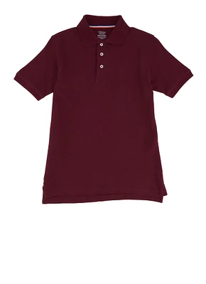 French Toast Boys 10-20 Husky Short Sleeve Pique Polo Shirt, Burgundy, Size 14-16H
