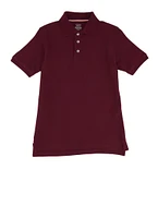 French Toast Boys 10-20 Husky Short Sleeve Pique Polo Shirt, Burgundy, Size 14-16H