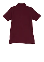 French Toast Boys 10-20 Husky Short Sleeve Pique Polo Shirt, Burgundy, Size 14-16H