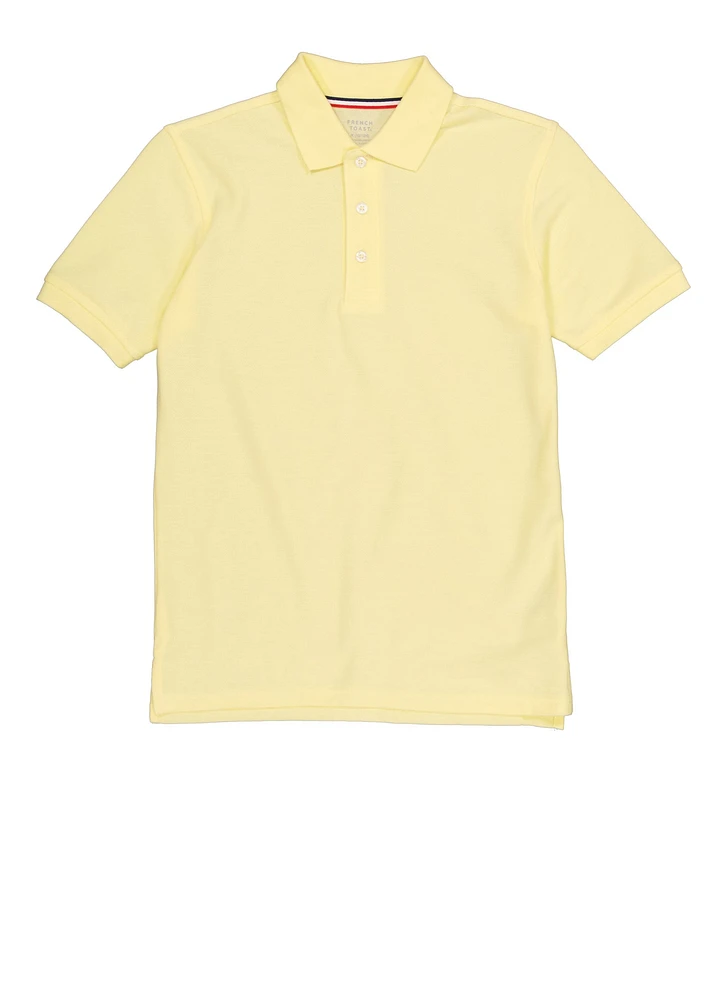 French Toast Boys 10-20 Husky Solid Short Sleeve Pique Polo, Yellow, Size 14-16H