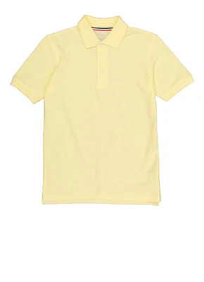 French Toast Boys 10-20 Husky Solid Short Sleeve Pique Polo, Yellow, Size 14-16H