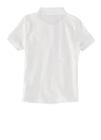 French Toast Girls 4-6x Bow Pocket Detail Short Sleeve Polo Shirt, White, Size 4-5