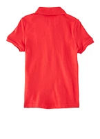 French Toast Girls 4-6x Solid Bow Pocket Detail Polo Shirt, Red, Size 6-6X