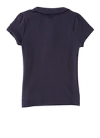 French Toast Girls 4-6x Peter Pan Collar Polo Shirt, Blue, Size 4-5