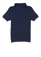 French Toast Girls 4-6x Solid Zip Neck Polo Shirt, Blue, Size 6-6X