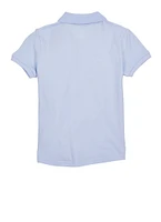 French Toast Girls 7-16 Bow Pocket Detail Polo Shirt, Blue, Size 14-16