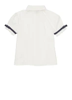 French Toast Girls 4-6x Ribbon Trim Short Sleeve Shirt, White, Size 4