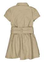 French Toast Girls 4-6x Tie Waist Belt Safari Dress, Khaki, Size 6