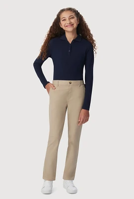 French Toast Girls 2T-4T Straight Leg Pull On Khaki Pants, Khaki, Size 2T