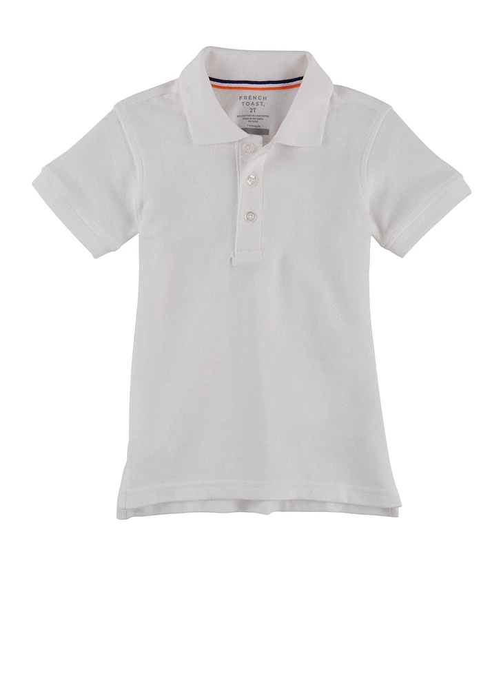 French Toast Boys 2T-4T Pique Polo Shirt, White, Size 3T