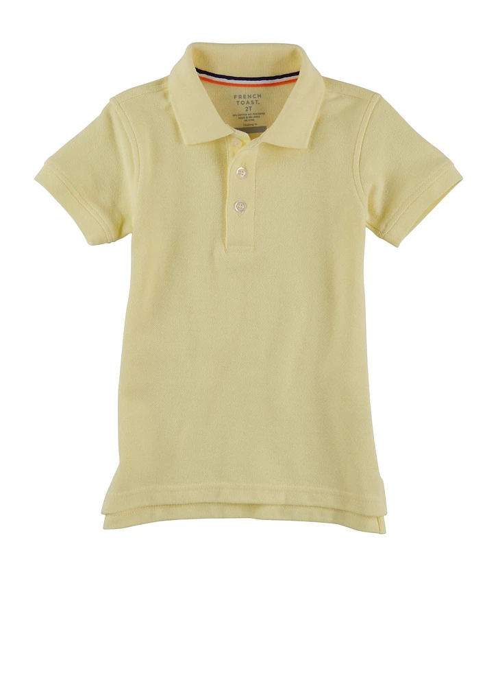 French Toast Boys 2T-4T Short Sleeve Pique Polo Shirt, Yellow, Size 2T