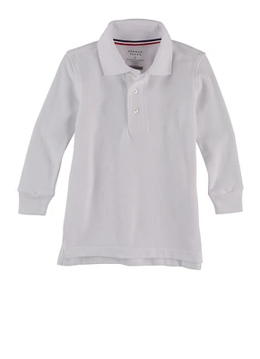 French Toast Boys 2T-4T Long Sleeve Polo Shirt, White, Size 3T