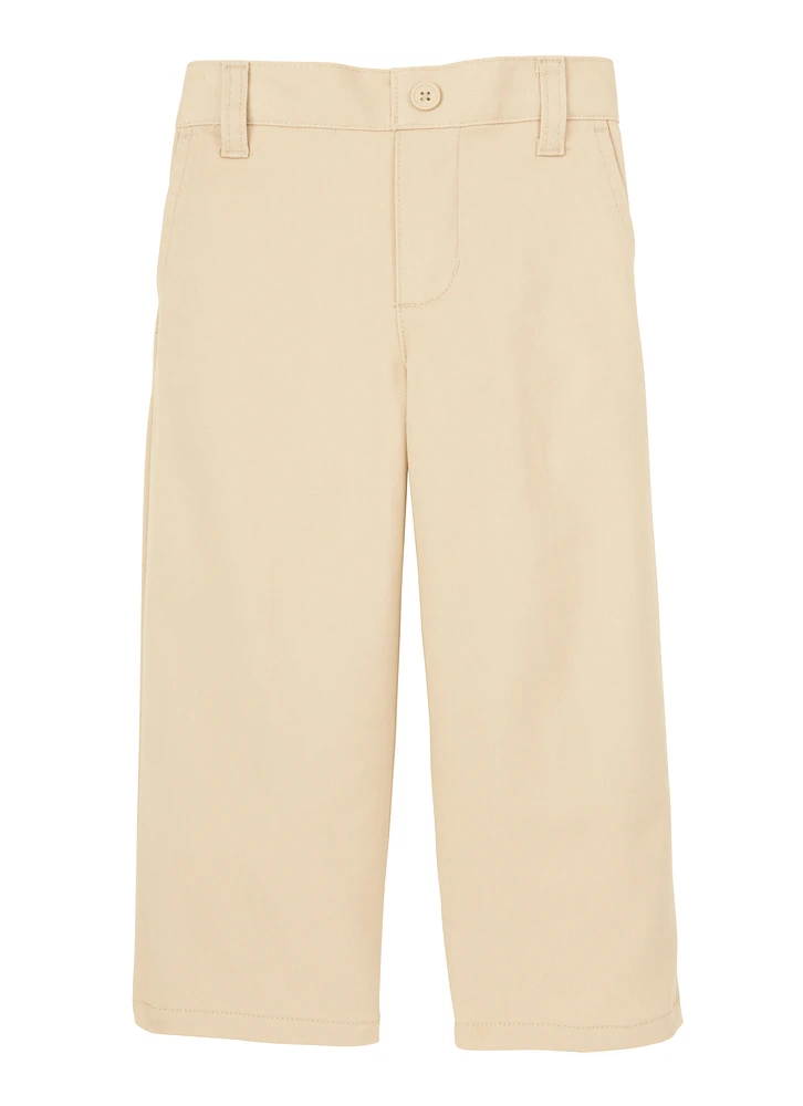 French Toast Boys 2T-4T Relaxed Fit Faux Button Pants, Khaki,